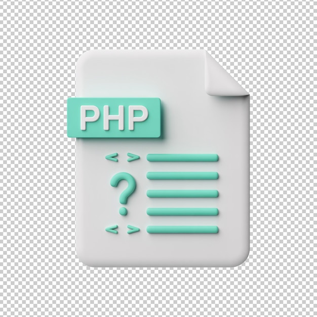 PSD minimalist 3d icon of a php programming language file for web development