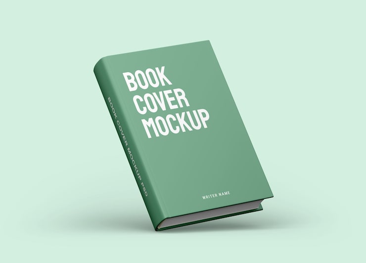 PSD minimalist green book cover mockup