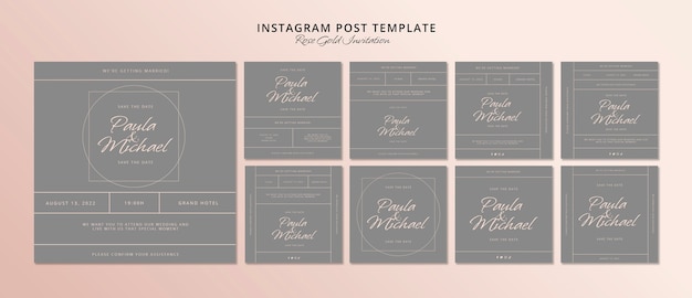 PSD minimalistic rose gold instagram posts design
