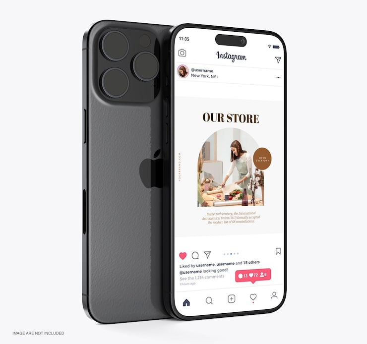 PSD mobile phone mockup for social media