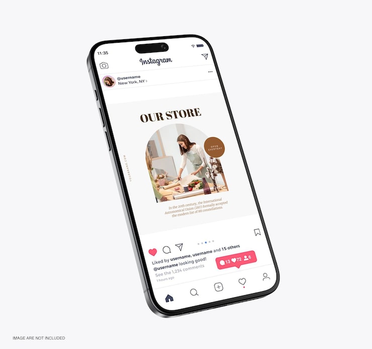 PSD mobile phone mockup for social media