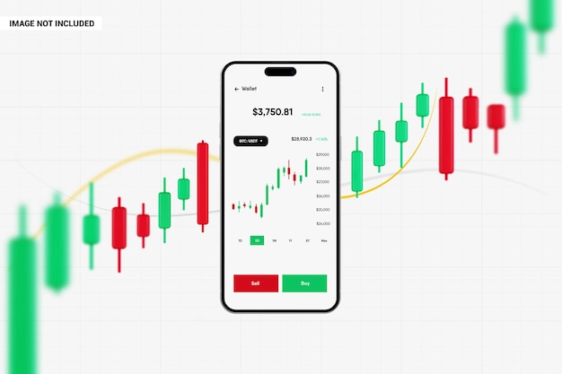 PSD mobile phone trading concept mockup