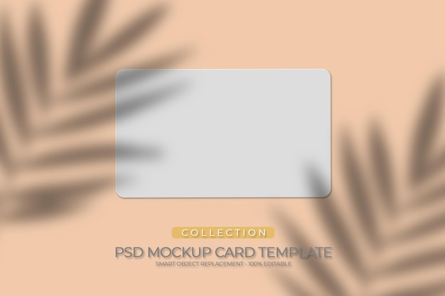 PSD mockup card template custom with leaf shadow