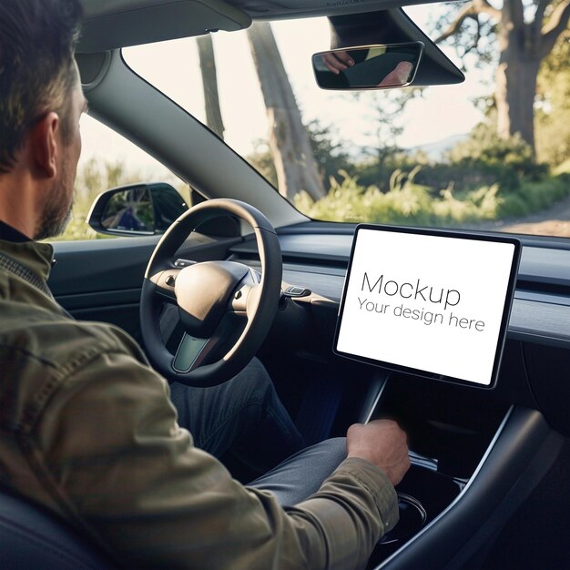 PSD mockup of multimedia touchscreen of electric car