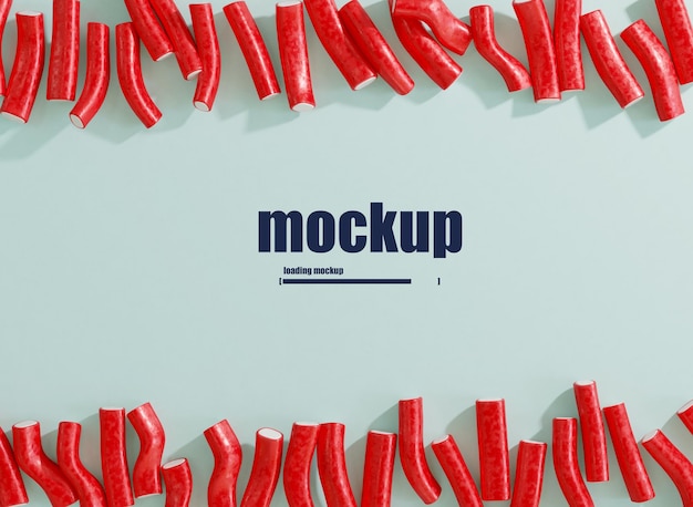 PSD mockup surrounded by sugary strips