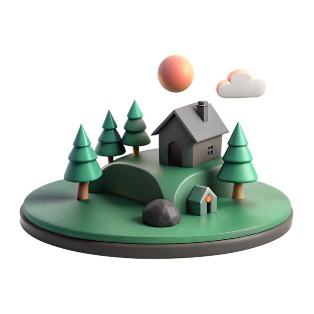 PSD a model of a house with a house on it