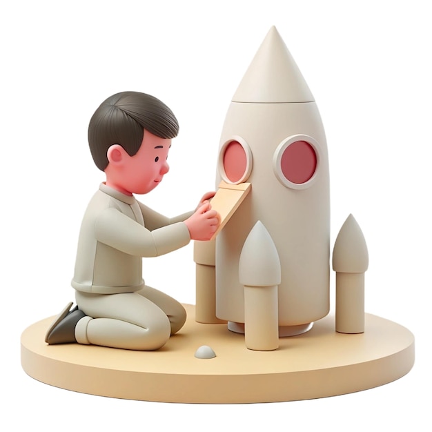 PSD a model of a model of a man playing with a model rocket