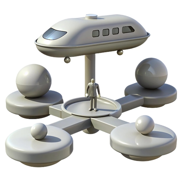 PSD a model of a spaceship with a model of a plane on it