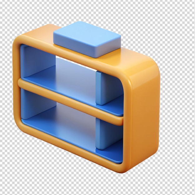 PSD modern 3d orange and blue two-tier storage shelf