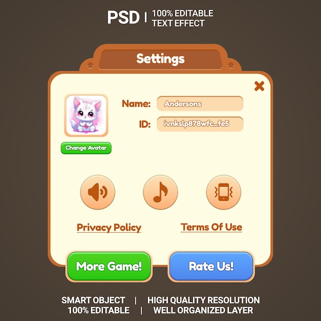 PSD modern casual game ui kit design game ui kit psd popup game ui button interface psd window ui