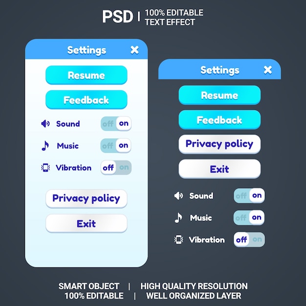 PSD modern casual game ui kit design game ui kit psd popup game ui button interface psd window ui