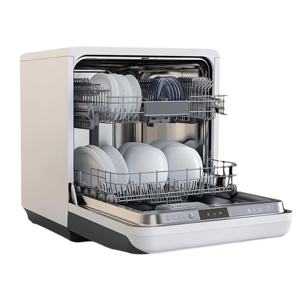 PSD modern dishwasher with spacious racks for kitchen cleaning