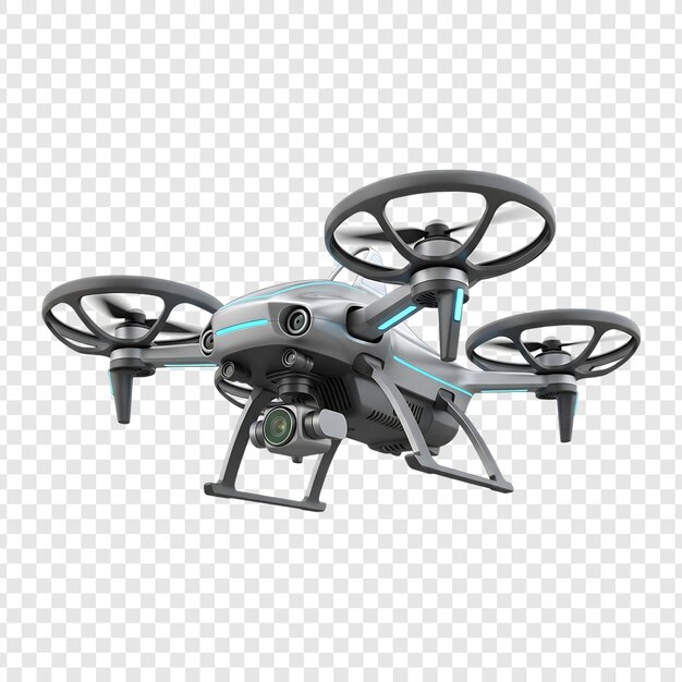 PSD modern drone with camera on transparent background