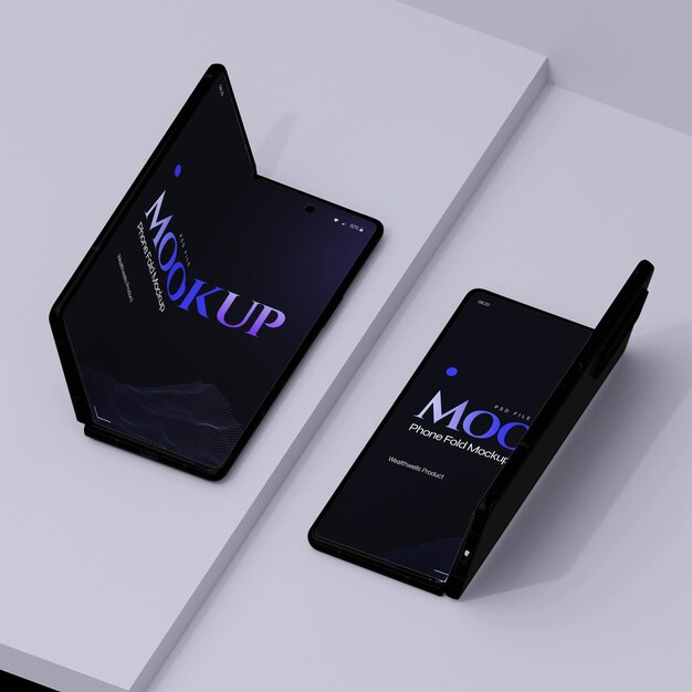 PSD modern fold smartphone mockup