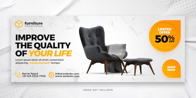 PSD modern furniture sale facebook cover or web banner psd template