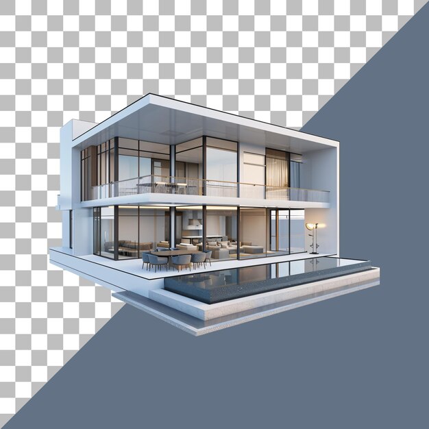 PSD modern house isolated on a transparent background