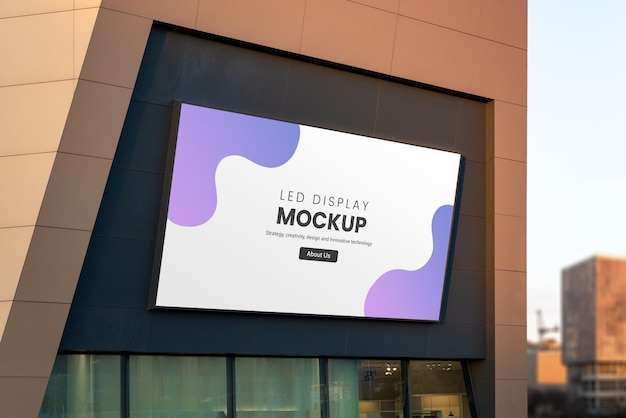PSD modern led display billboard mockup