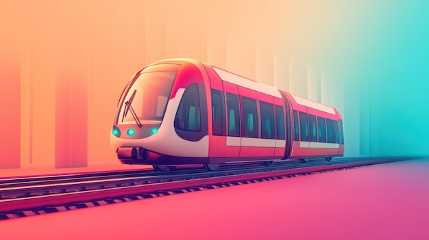 PSD modern train on a gradient background