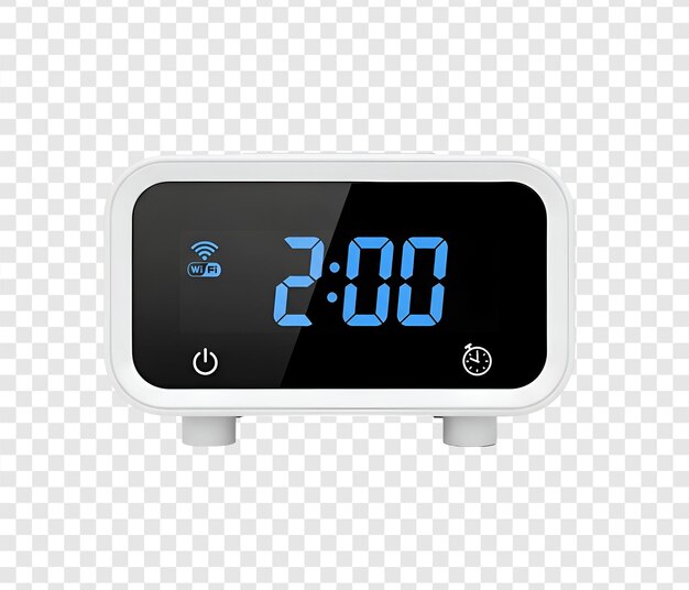 PSD modern white digital alarm clock with blue led display