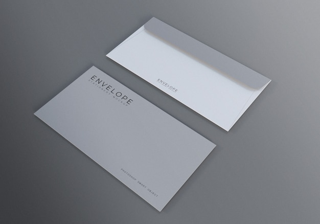 PSD monarch envelope mockup with gray background