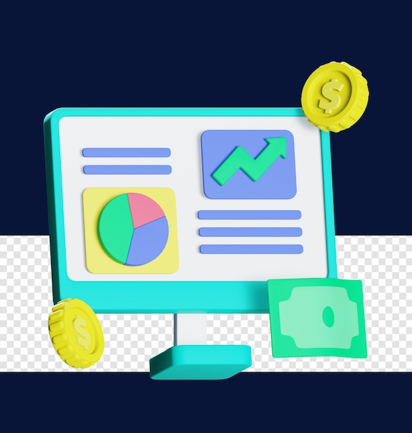 PSD money statistic 3d icon illustration