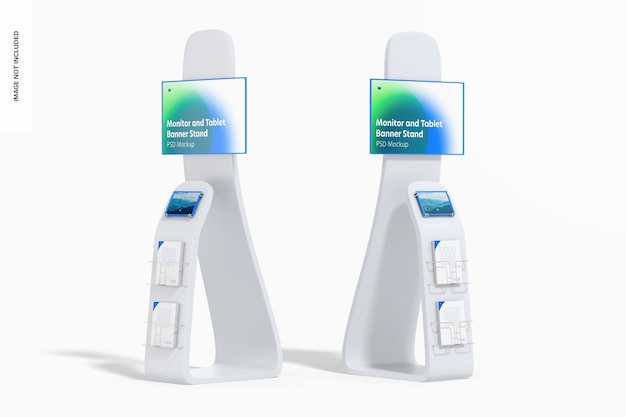 PSD monitor and tablet banner stands mockup