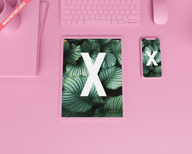 PSD mono color device mockup 