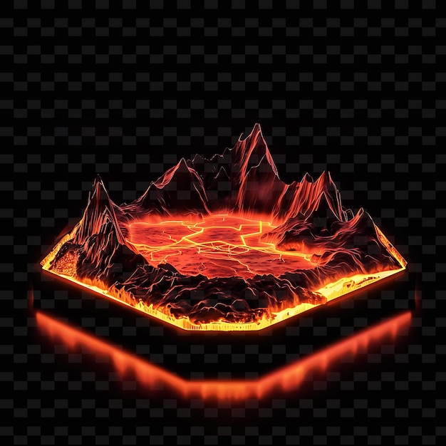 PSD a mountain that is burning in a fire