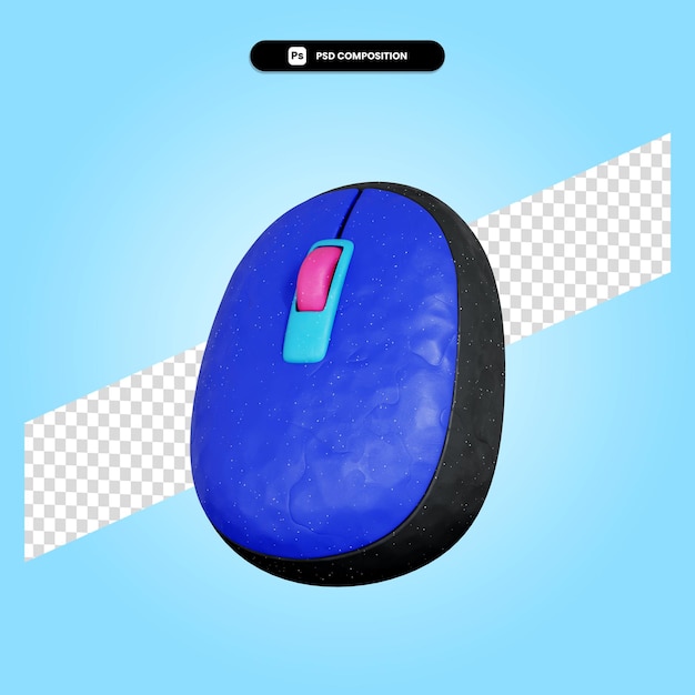 PSD mouse 3d render illustration isolated