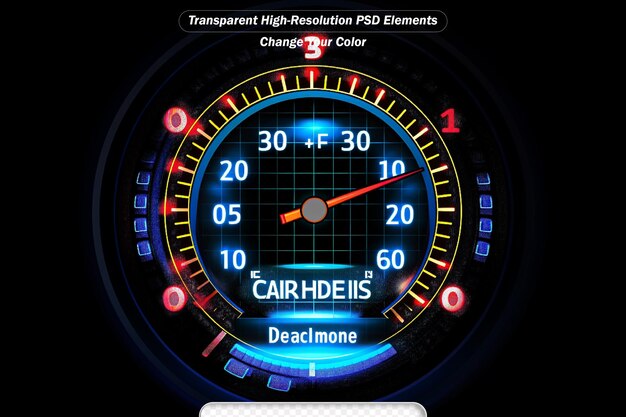 PSD moving background of car speedometer and speedometer