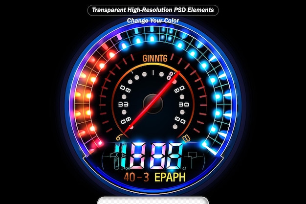 PSD moving background of car speedometer and speedometer
