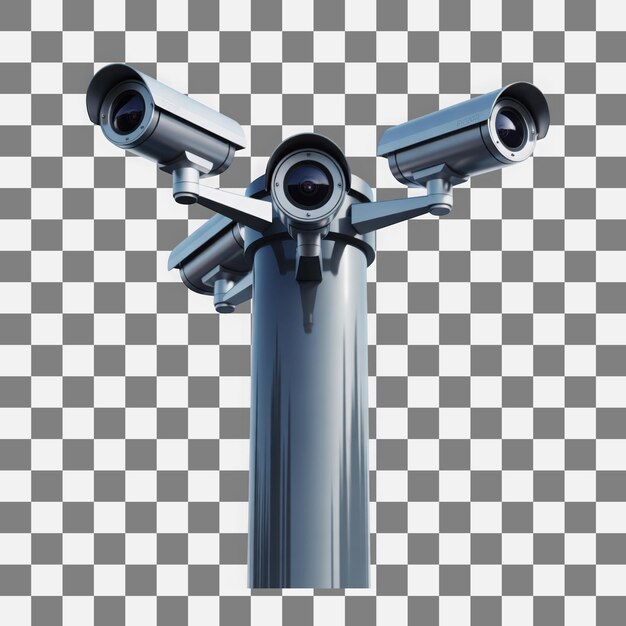 PSD multiple security cameras on a pole for surveillance