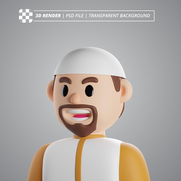 PSD muslim man avatar 3d render images
