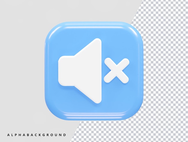 PSD mute icon 3d rendering illustration