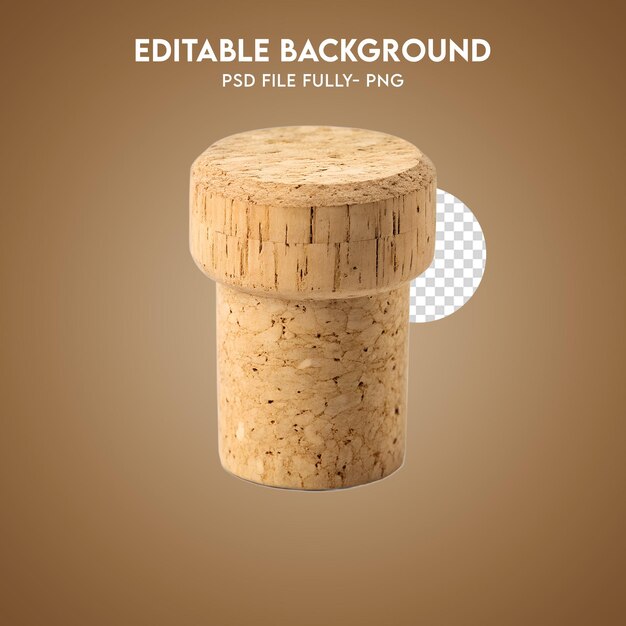 PSD natural cork bottle stopper isolated object