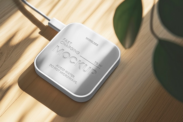 PSD natural wireless charger texture mockup