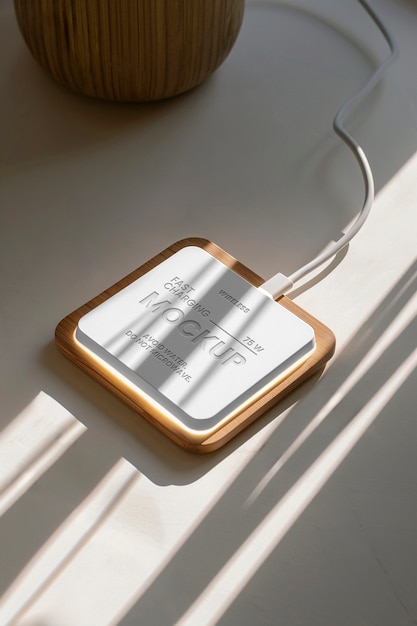 PSD natural wireless charger texture mockup