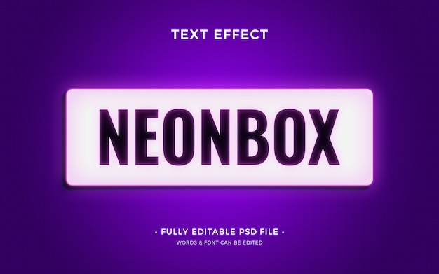PSD neon box text effect design
