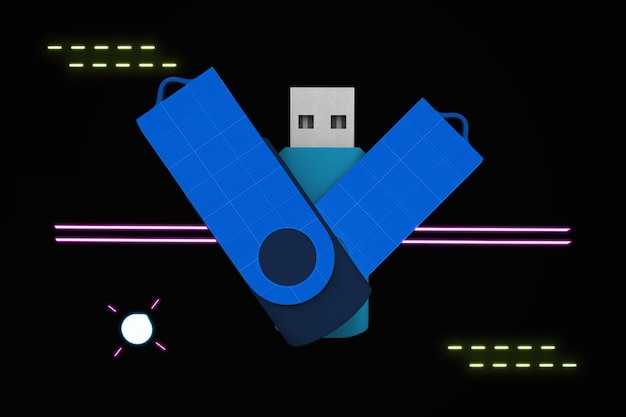 PSD neon flash memory mockup