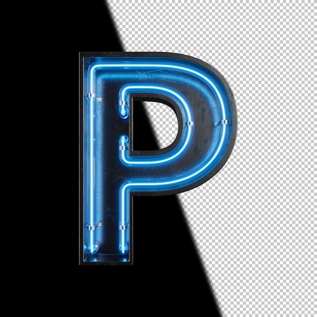 PSD neon light letter p
