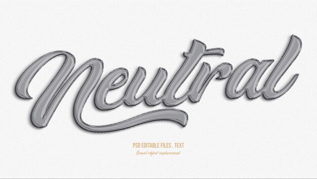 PSD neutral 3d text style effect