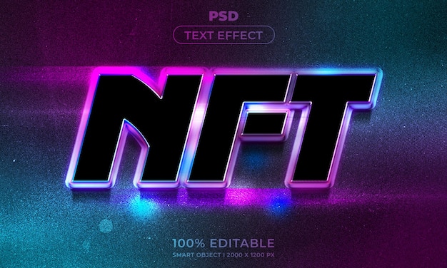 PSD nft 3d editable text effect style with background