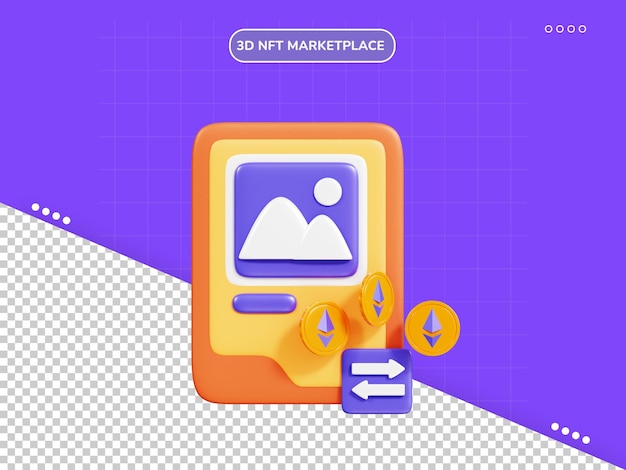 PSD nft trading 3d icon