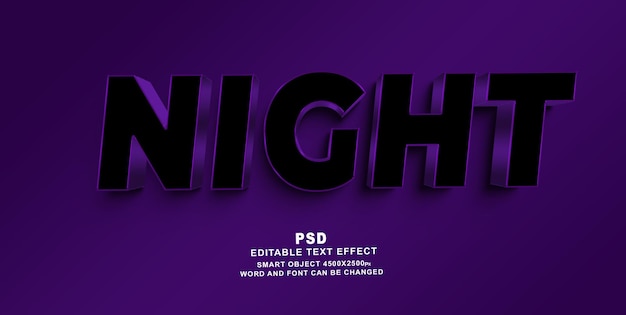 PSD night 3d editable text effect photoshop psd template
