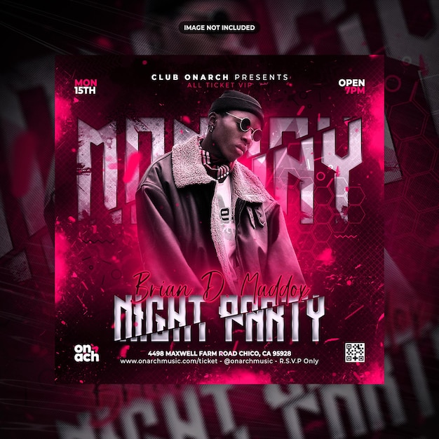 PSD night club party social media and flyer template
