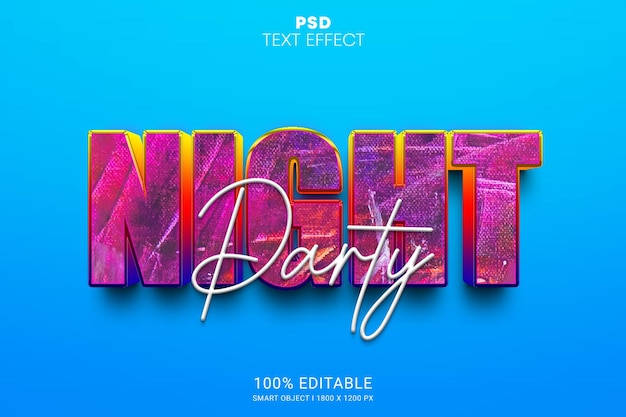 PSD night party psd editable text effect design