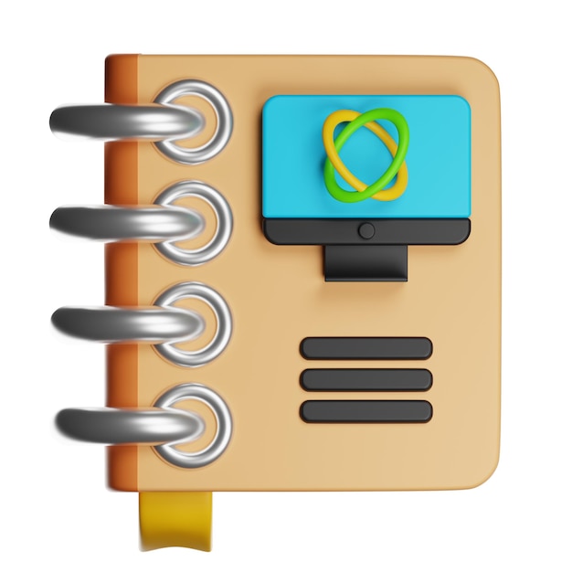 PSD notebook with computer icon