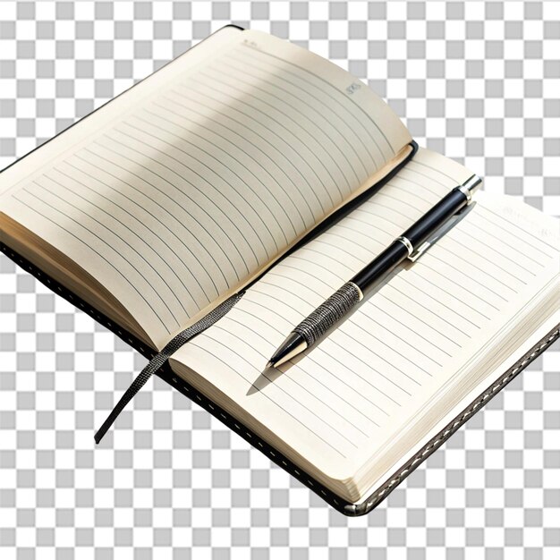 PSD a notebook with a pen isolated on transparent background