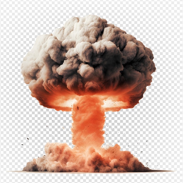 PSD nuclear atomic explosions mushroom cloud isolated on transparent background generative ai