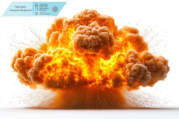 PSD nuclear warhead explosion isolated on a white background on a transparent background